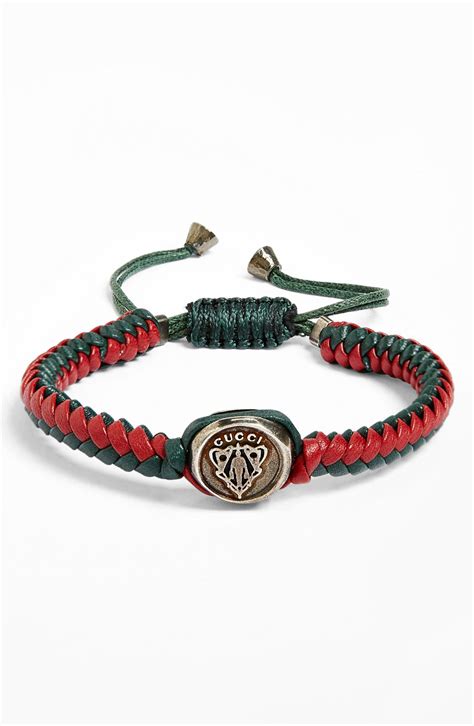 Gucci Woven Leather Crest Bracelet 